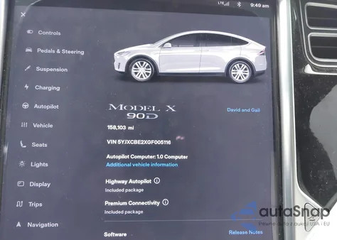 2016 Tesla Model X 60D/70D/75D/90D/P100D from USA, damaged, VIN 5YJXCBE2XGF005116